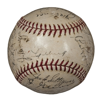 1937 World Champion New York Yankees Team Signed American League Baseball with Lou Gehrig on Sweet Spot (PSA/DNA)